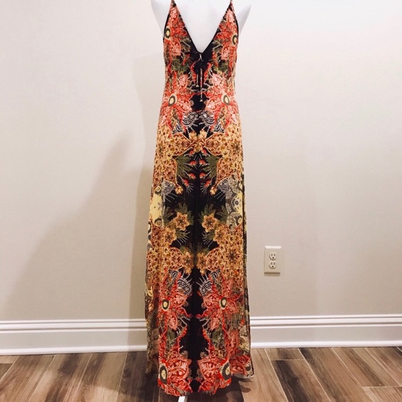 Free People Wildflower Black Multi Print Maxi Slip - Picture 4 of 4